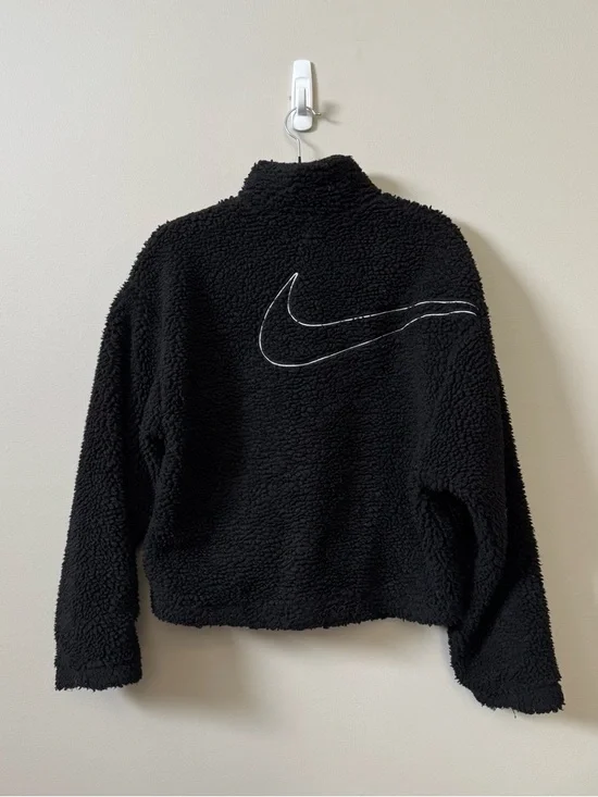 Nike Swoosh embroidered black Sherpa Teddy zip up Jacket - Picture 6 of 11
